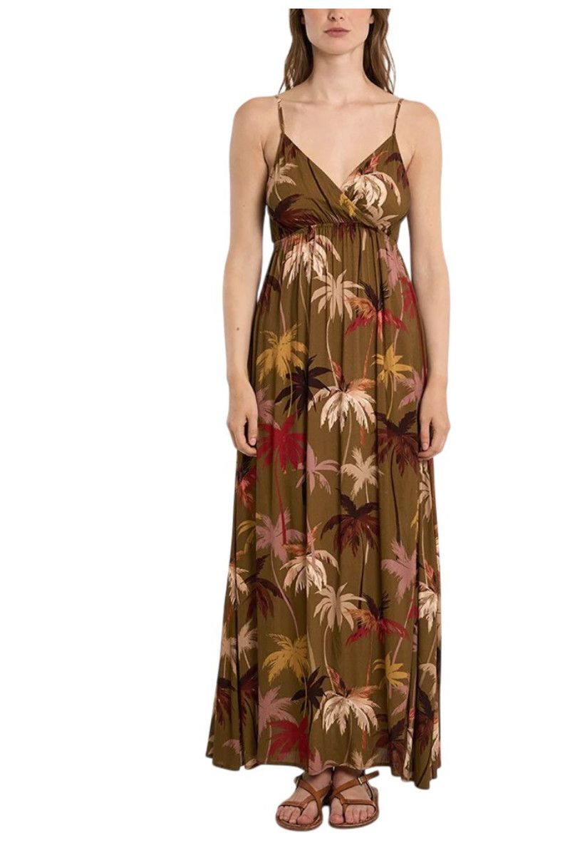 MOANA MAXI DRESS, PRINTED, Color: KHAKI, Size: XS