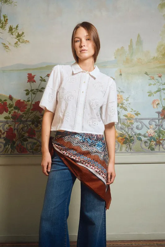 OPENWORK EMBROIDERY COTTON SHIRT