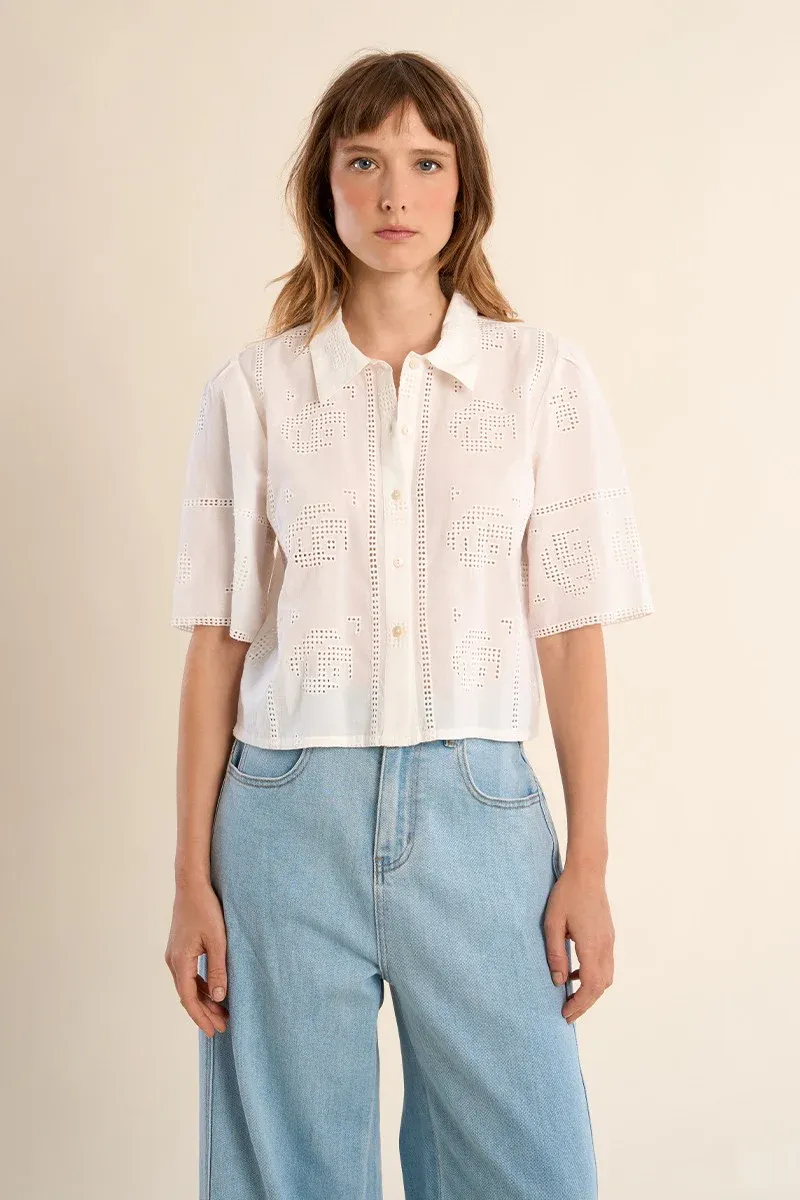 OPENWORK EMBROIDERY COTTON SHIRT