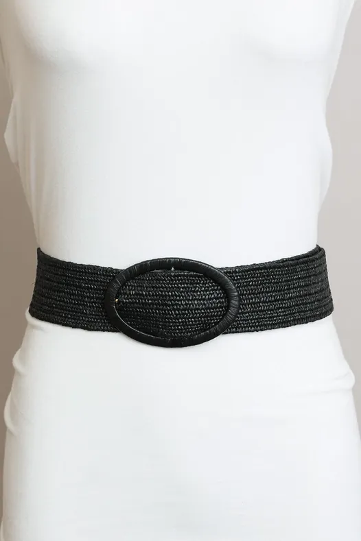 RAFFIA OVAL BUCKLE BELT