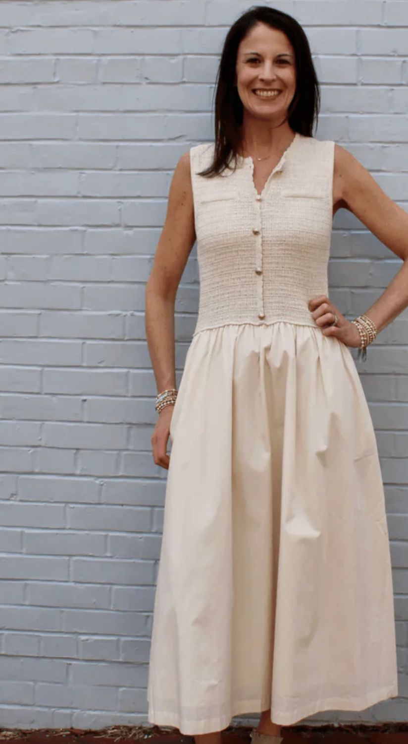 SLEEVELESS KNIT TWOFER DRESS