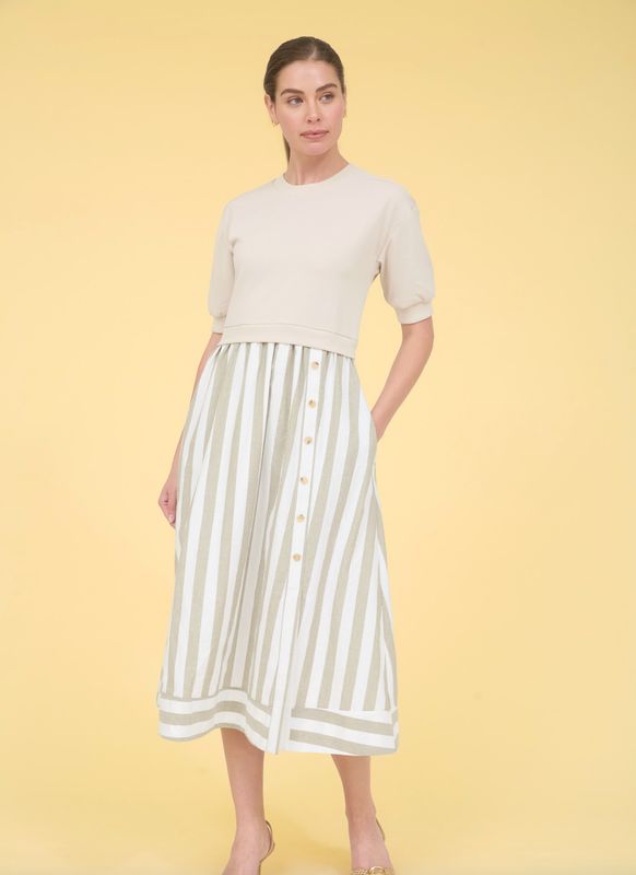 TWOFER DRESS STRIPED LINEN BOTTOM