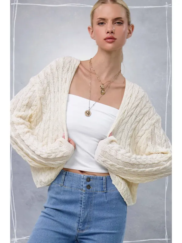 DOLMAN BOHO CABLE KNIT COCOON