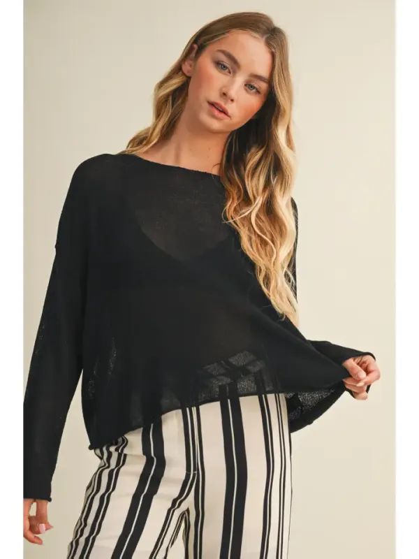 SHEER KNIT PULLOVER TOP
