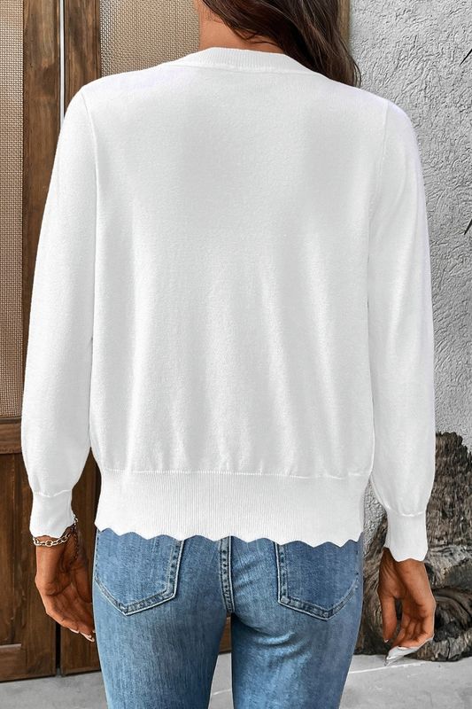 SCALLOP EDGE BUTTON CARDIGAN