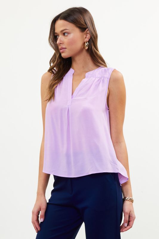 SHIRRING SHOULDER SLVLS TOP