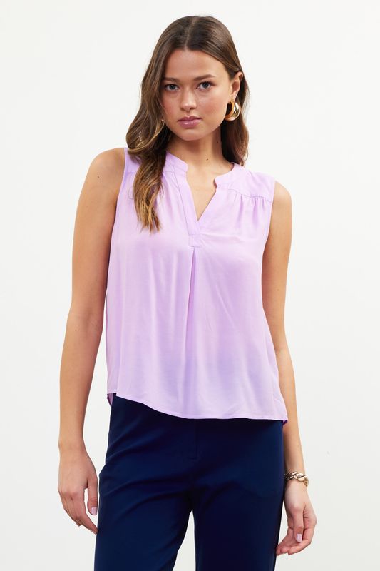 SHIRRING SHOULDER SLVLS TOP