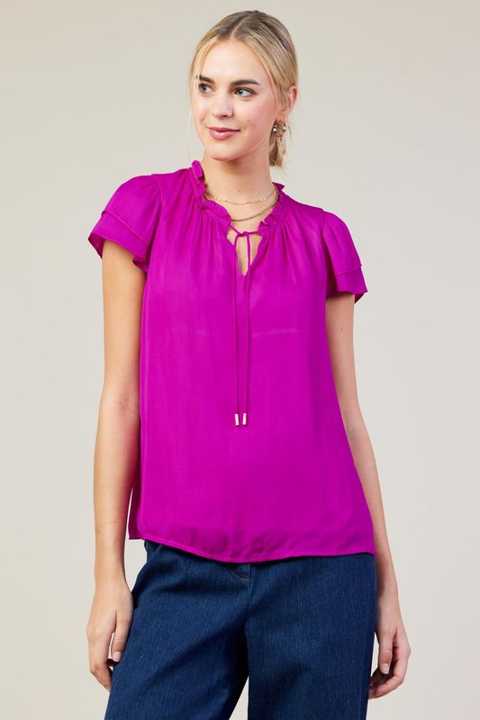 SATIN RUFFLE TOP