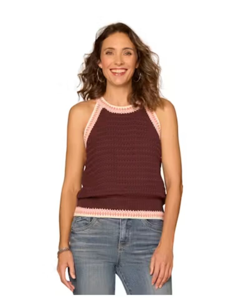 TANK W/ STRIPE CROCHET DETAIL