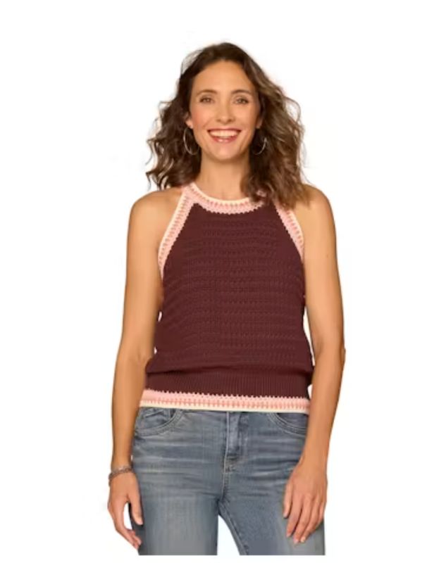 TANK W/ STRIPE CROCHET DETAIL