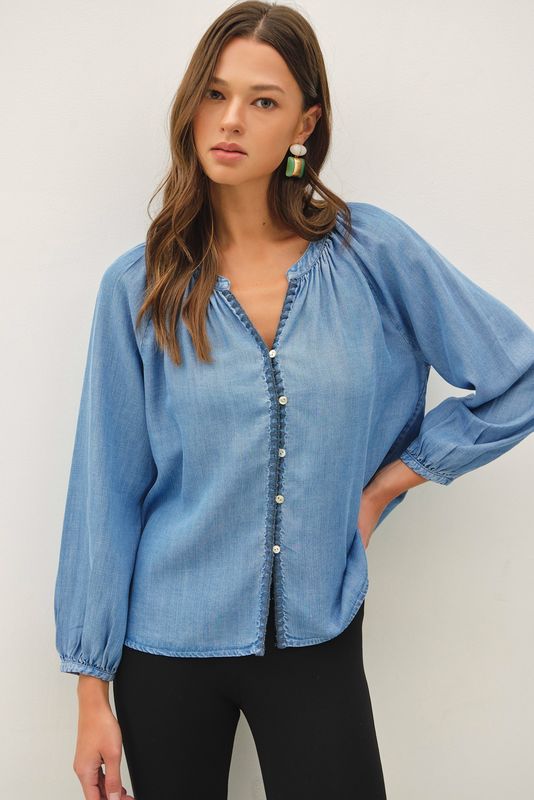 WHIPSTITCH DETAIL TENCEL TOP