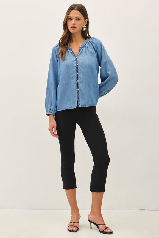 WHIPSTITCH DETAIL TENCEL TOP