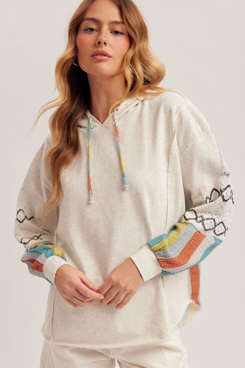 TERRY HOODIE MIXED SLEEVE