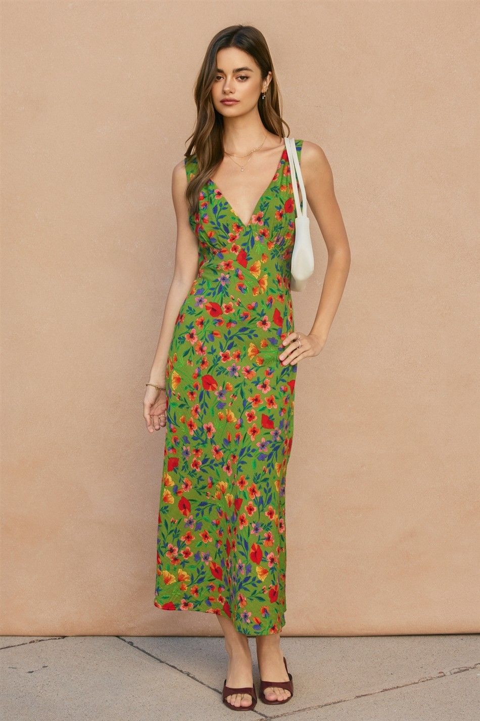 FLORAL RUSH V NECK DRESS