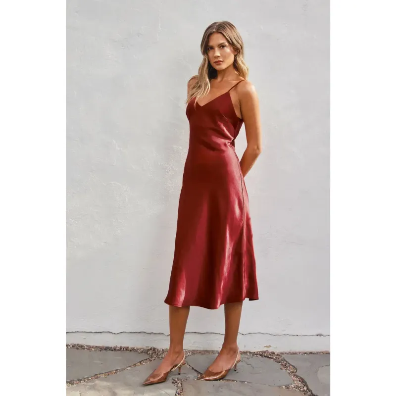 SATIN BIAS CUT SLIP DRESS