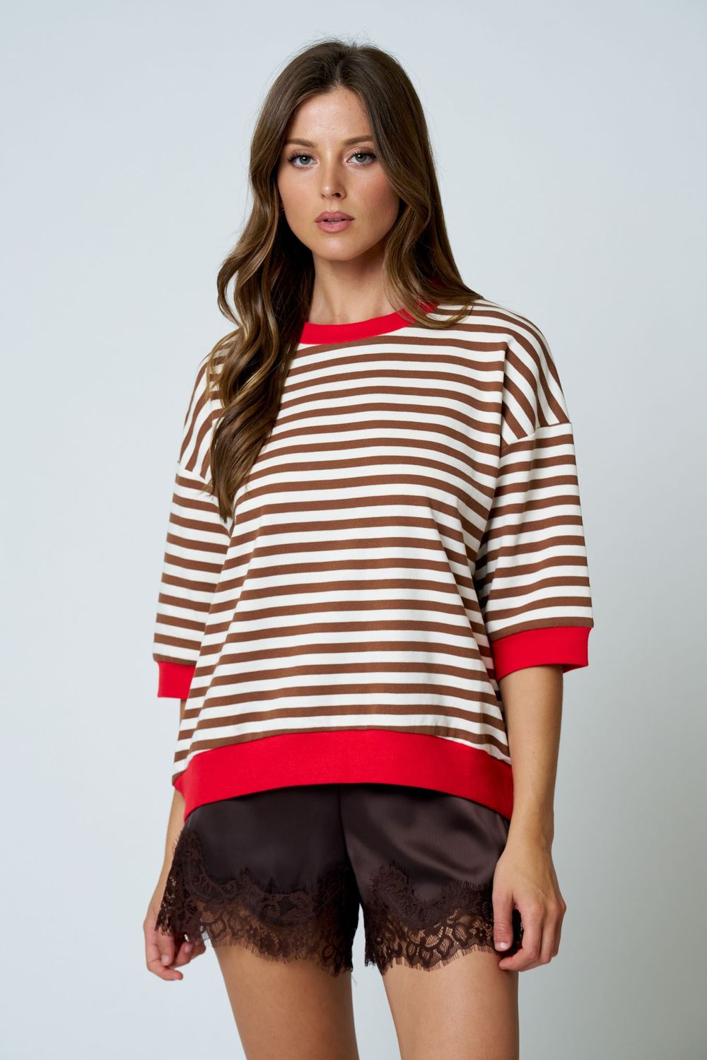 STRIPE COLORBLOCK KNIT TOP