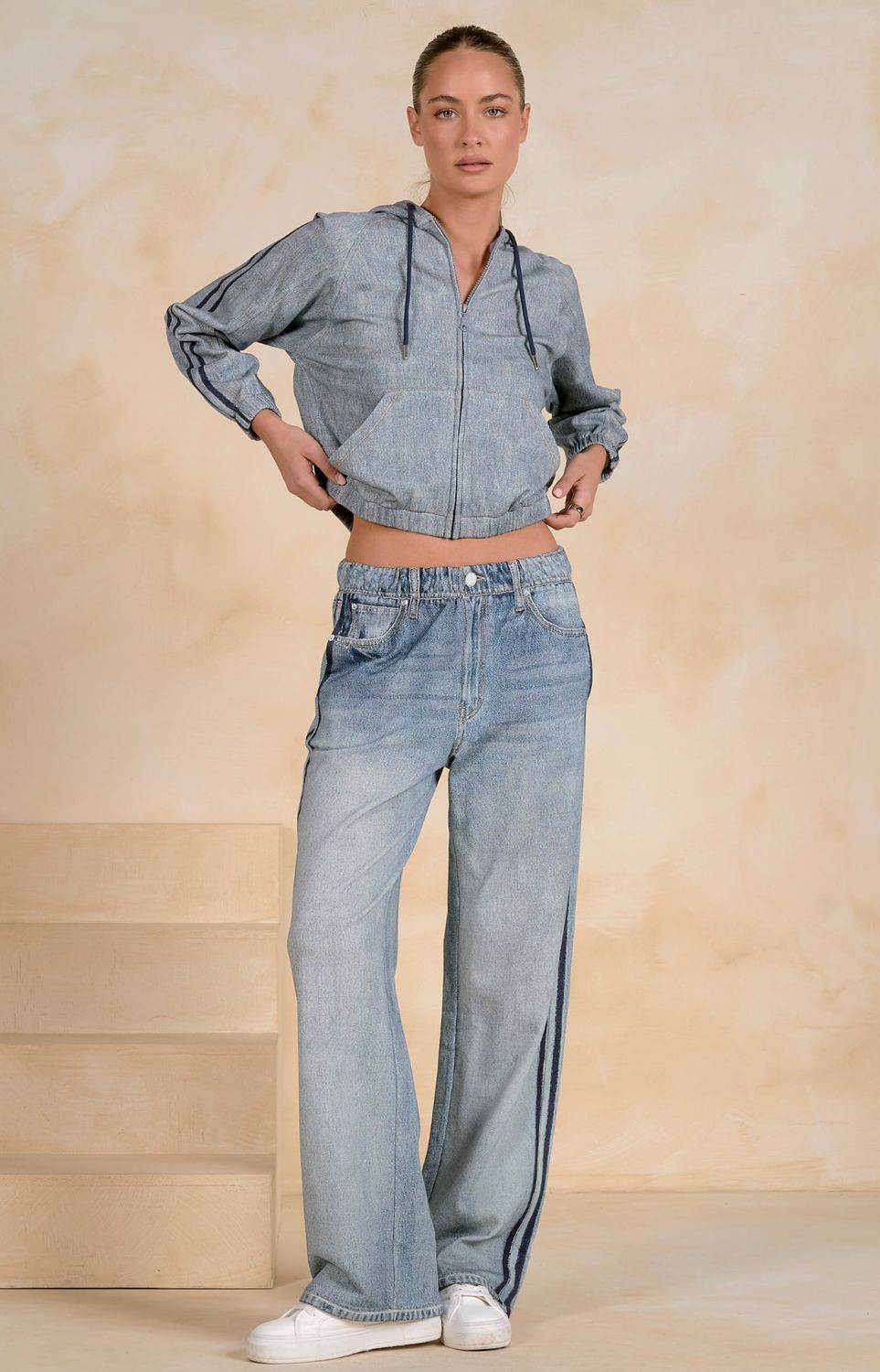 JOJO DENIM TRACK SWEATPANTS