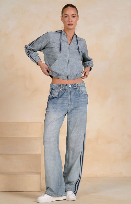 JOJO DENIM TRACK SWEATPANTS