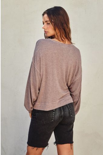COTTON VNECK BUTTON TOP