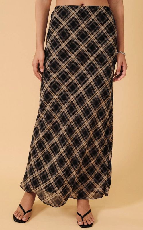HIGH WAIST PLAID CHIFFON SKIRT