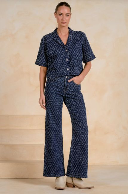 DENIM DIAMOND WIDE LEG JEANS