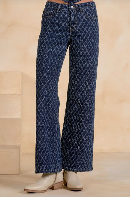 DENIM DIAMOND WIDE LEG JEANS