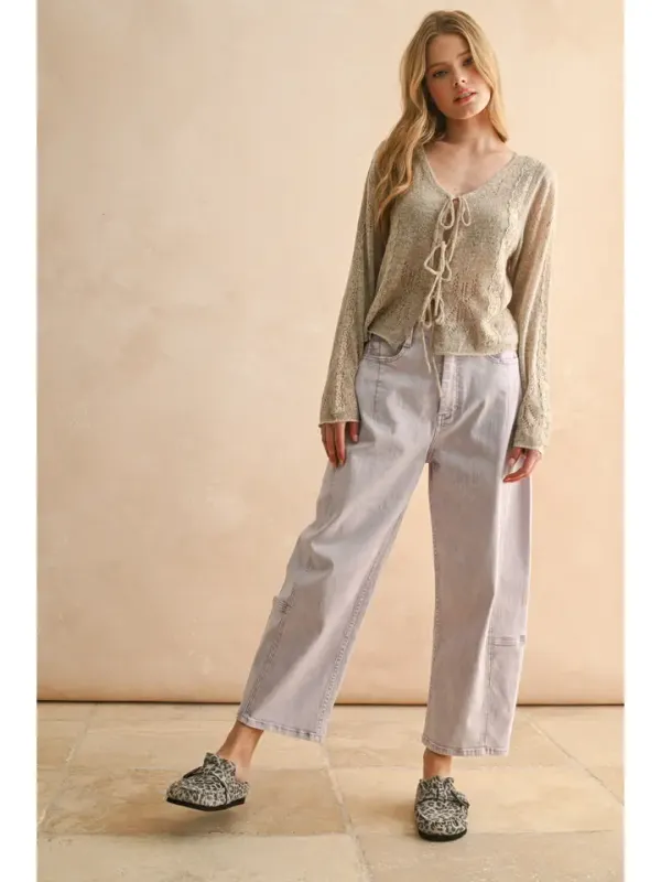 LACE CONTRASTED TIE FRONT