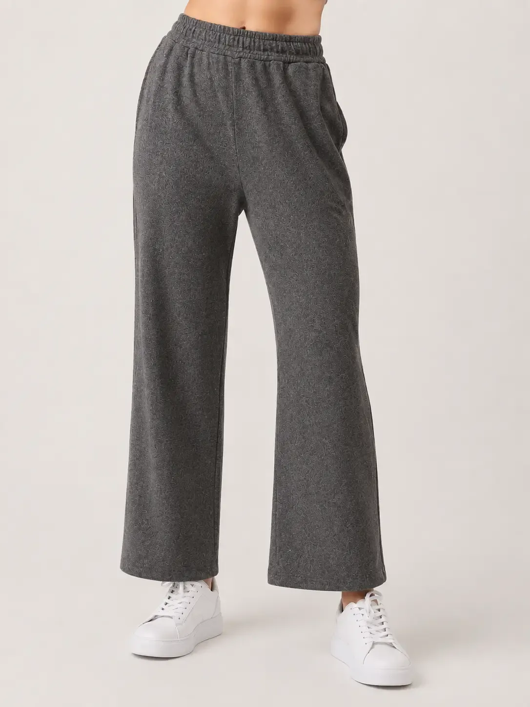 BRUSHED CASHMERE WIDE LEG PANTS