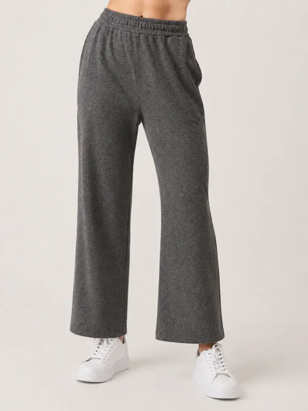 BRUSHED CASHMERE WIDE LEG PANTS