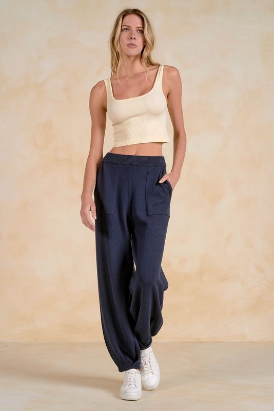 NAVY SWEATER JOGGER PANTS