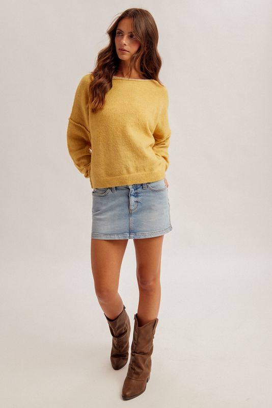 ROLL EDGE CASHMERE TOUCH SWEATER