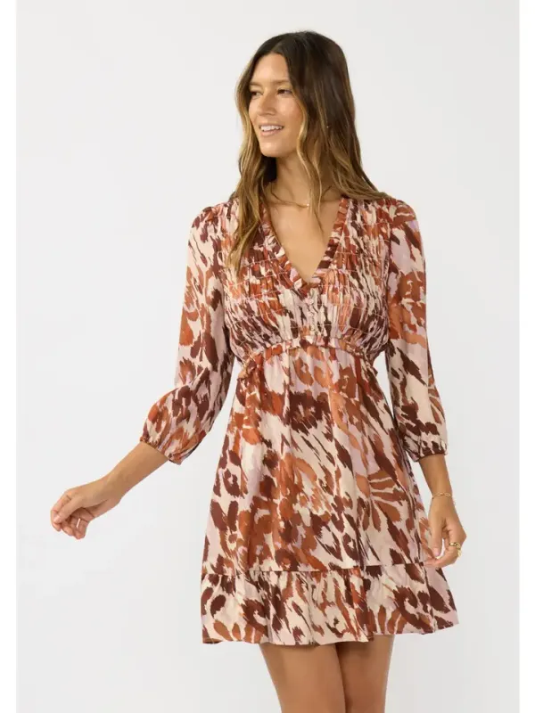 SMOCKED VNECK TOP MINI DRESS