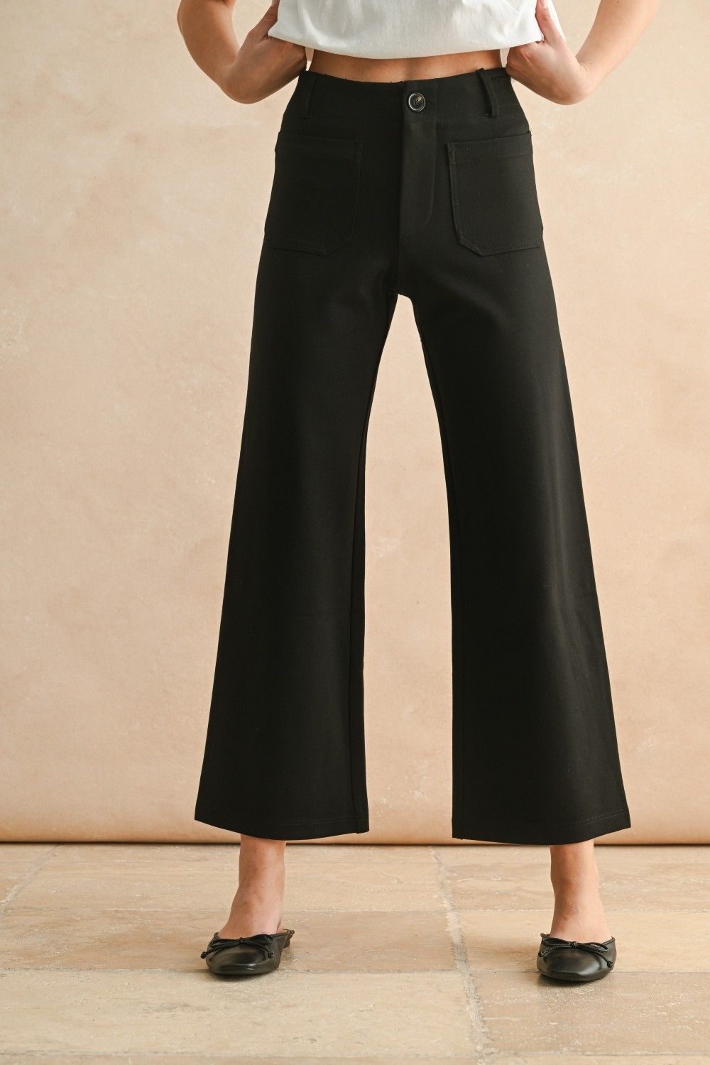 PONTE FABRIC CROPPED PANTS