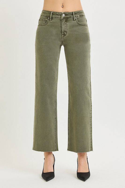 MID RISE ANKLE STRAIGHT RAW HEM