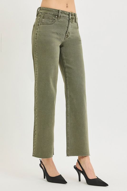 MID RISE ANKLE STRAIGHT RAW HEM