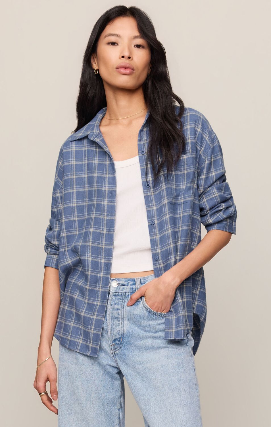 RIVER PLAID BUTTON UP