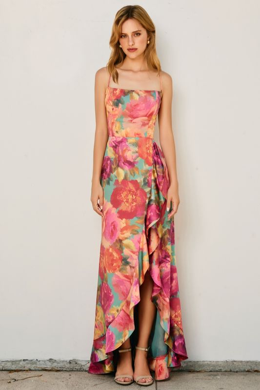 FLORAL CORSET OPEN BACK RUFFLE