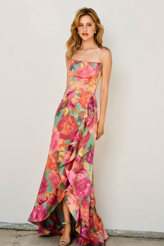 FLORAL CORSET OPEN BACK RUFFLE
