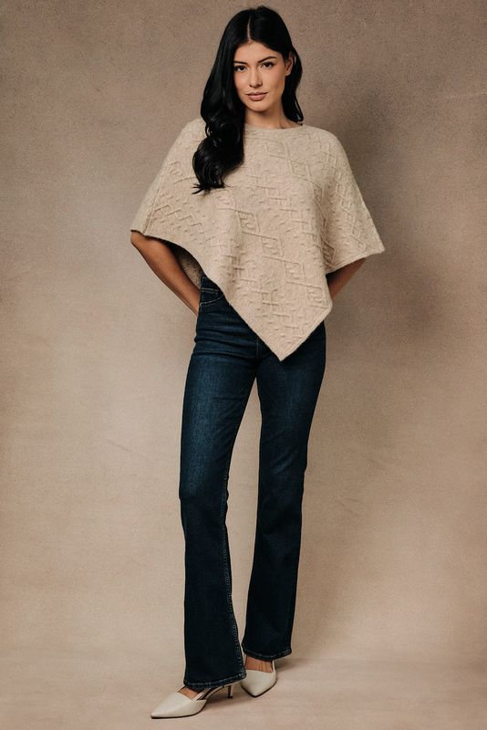 CABLE PONCHO SWEATER