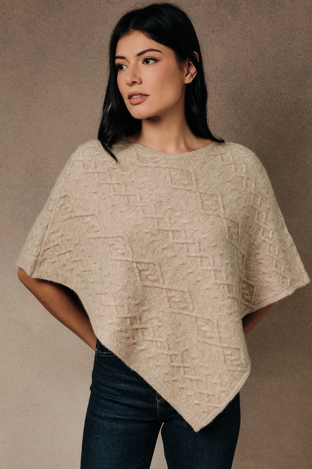 CABLE PONCHO SWEATER