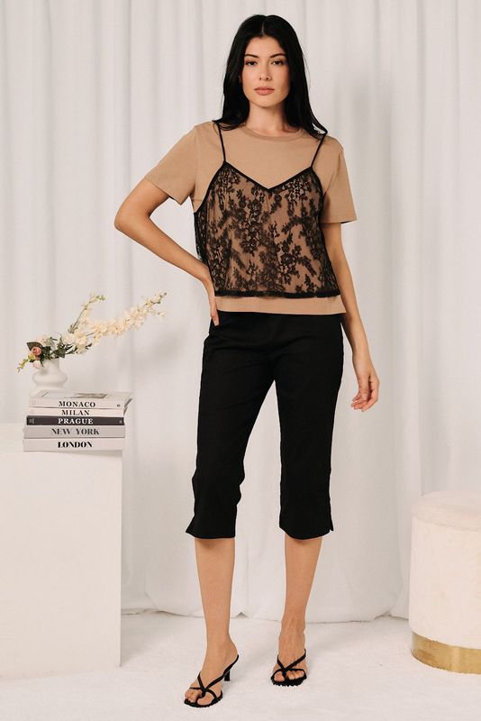 LACE CONTRAST LAYERED TOP