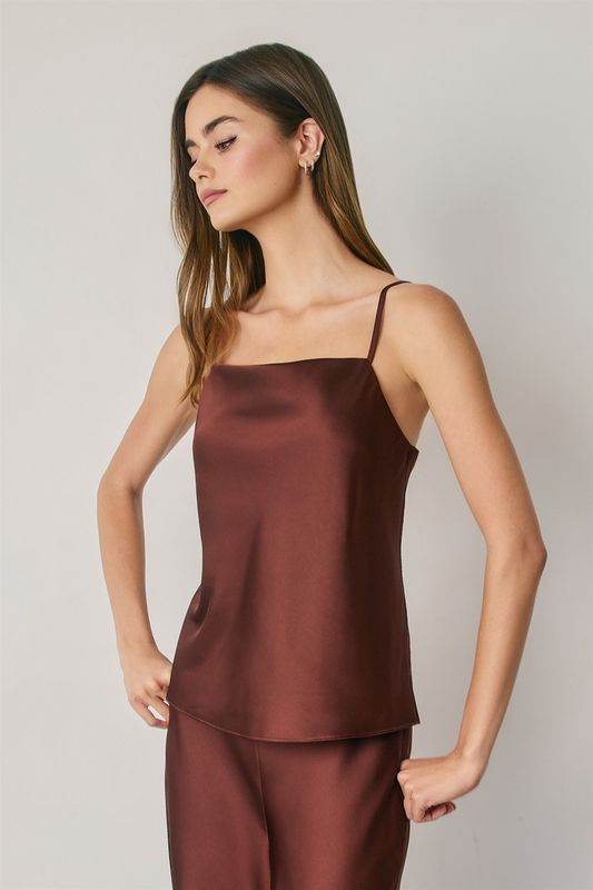 SATIN SQUARE NECK CAMI TOP