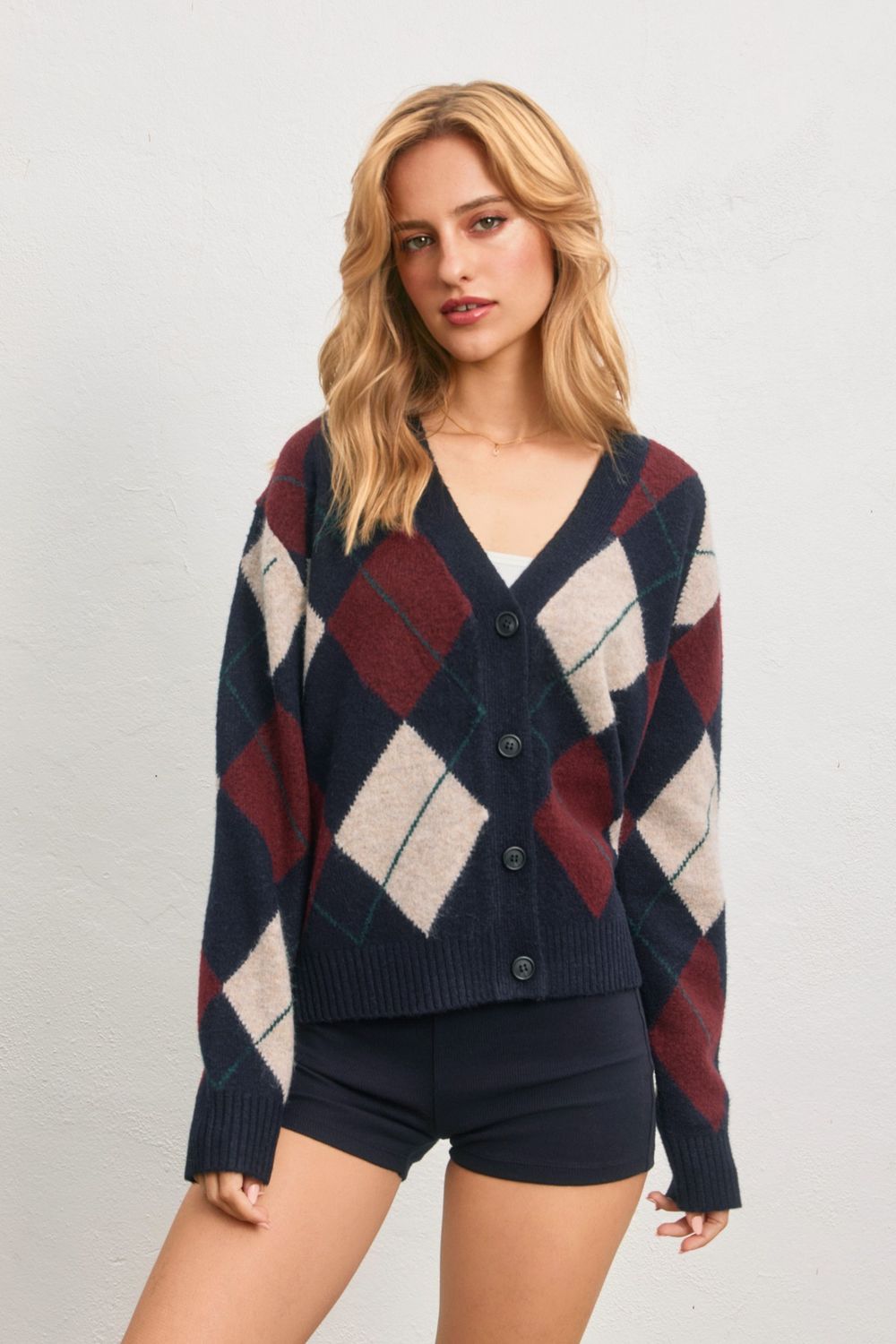 ARGYLE VNECK CARDIGAN
