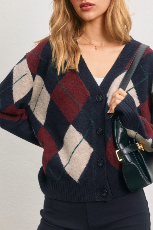 ARGYLE VNECK CARDIGAN