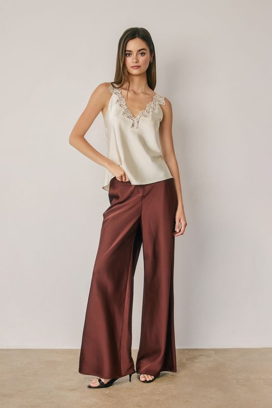 SATIN LACE TRIM CAMI TOP