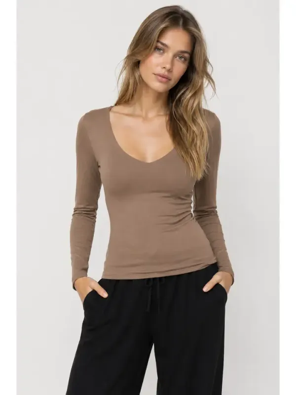 V-NECK DBL LAYERED TOP
