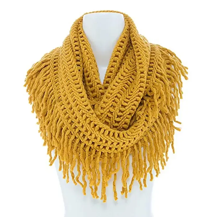 KNIT TASSEL INFINITY LOOP SCARF