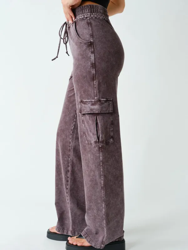 MINERAL WASH WIDE LEG COTTON