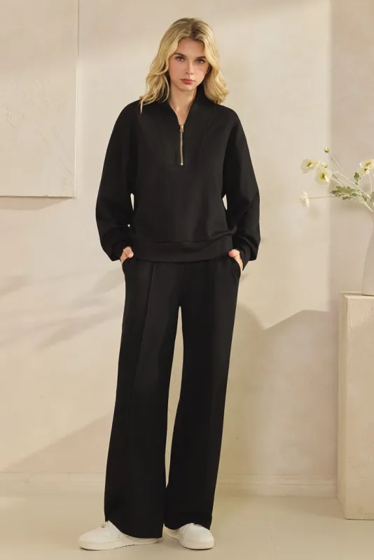 SCUBA KNIT 3/4 ZIP UP TOP