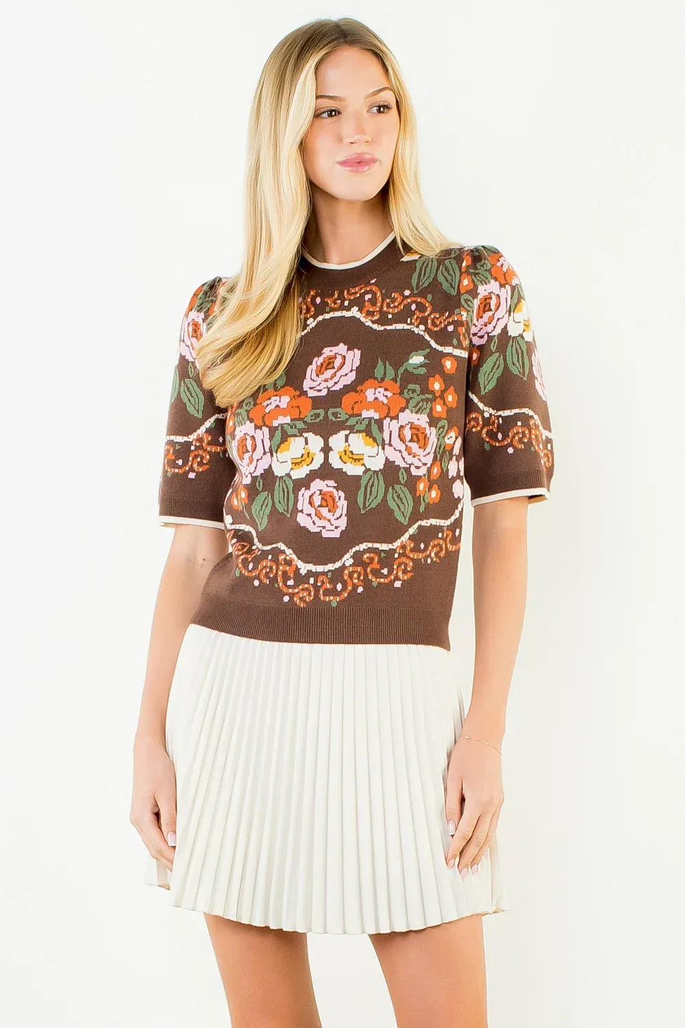 FLORAL PRINT KNITTED TOP